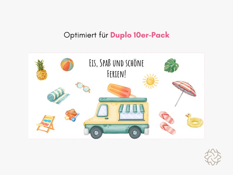 Sommerferien Duplo Vorlage zum Ausdrucken, Geldgeschenk Druckvorlage, Duplo 10er-Packung image 6