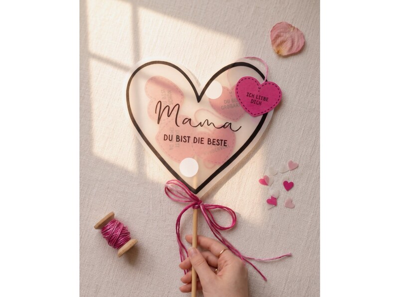 Muttertagsgeschenk zum Ausdrucken, Beste Mama Geschenk, Geldgeschenk Mama, DIY Herz Geschenk, Schüttelkarte Muttertag Gutschein Verpackung