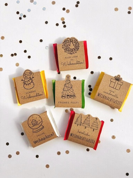 Mini Ritter Sport Weihnachten Vorlage, Weihnachtsdeko Mitbringsel, 6 Weihnachtsdesigns zum Ausdrucken, kleine Weihnachtsgeschenke