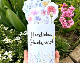 Duplo Blumenstrauß Vorlage zum Ausdrucken, Geburtstag Geschenk, Druckvorlage, Kleinigkeit Mitbringsel
