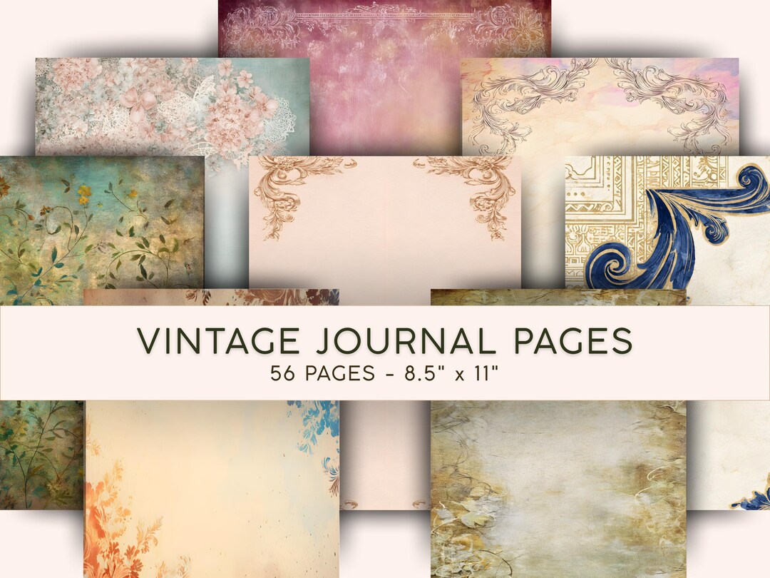 Vintage Junk Journal Paper | 56 Background Pages | Various Colors ...