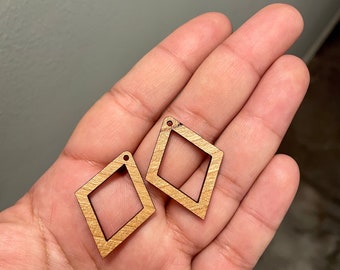Diamond hoops for macrame earrings or pendant - supplies / blanks / findings - finished wood