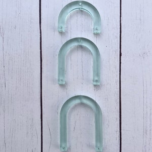 Delicate arch connector - Frosted green “glass” acrylic. Supplies / blanks / findings for jewelry makers.