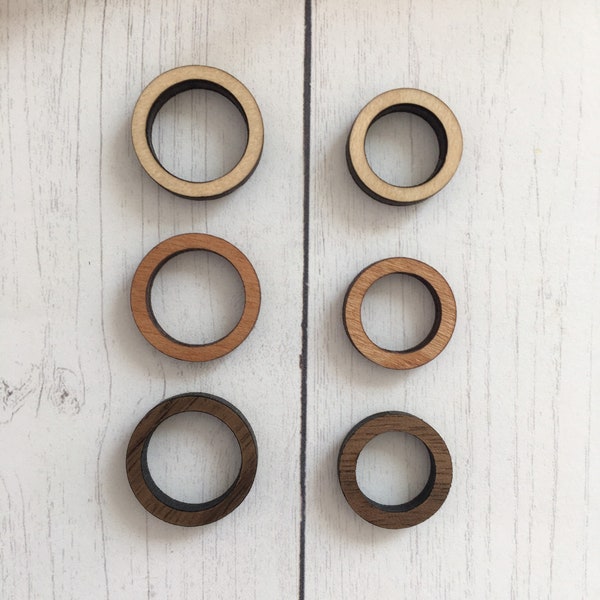 tiny wooden hoop connectors - no holes - finished wood - supplies for earrings