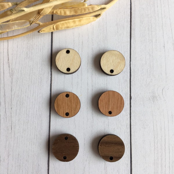 0.50 inch wooden circle - finished wood - wood connector, circle connector, earring connector, wood blank, wood shapes, unfinished earring