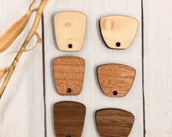 Small wooden petal - trapezoid - finished wood - stud connector - supplies for jewelry makers