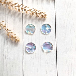 0.55 inch / 14 mm textured iridescent acrylic circle - acrylic blanks, earring blanks, earring supplies, acrylic charms