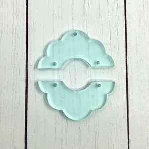 Flower / Cloud Arch - Frosted green “glass” acrylic blank findings for jewelry makers