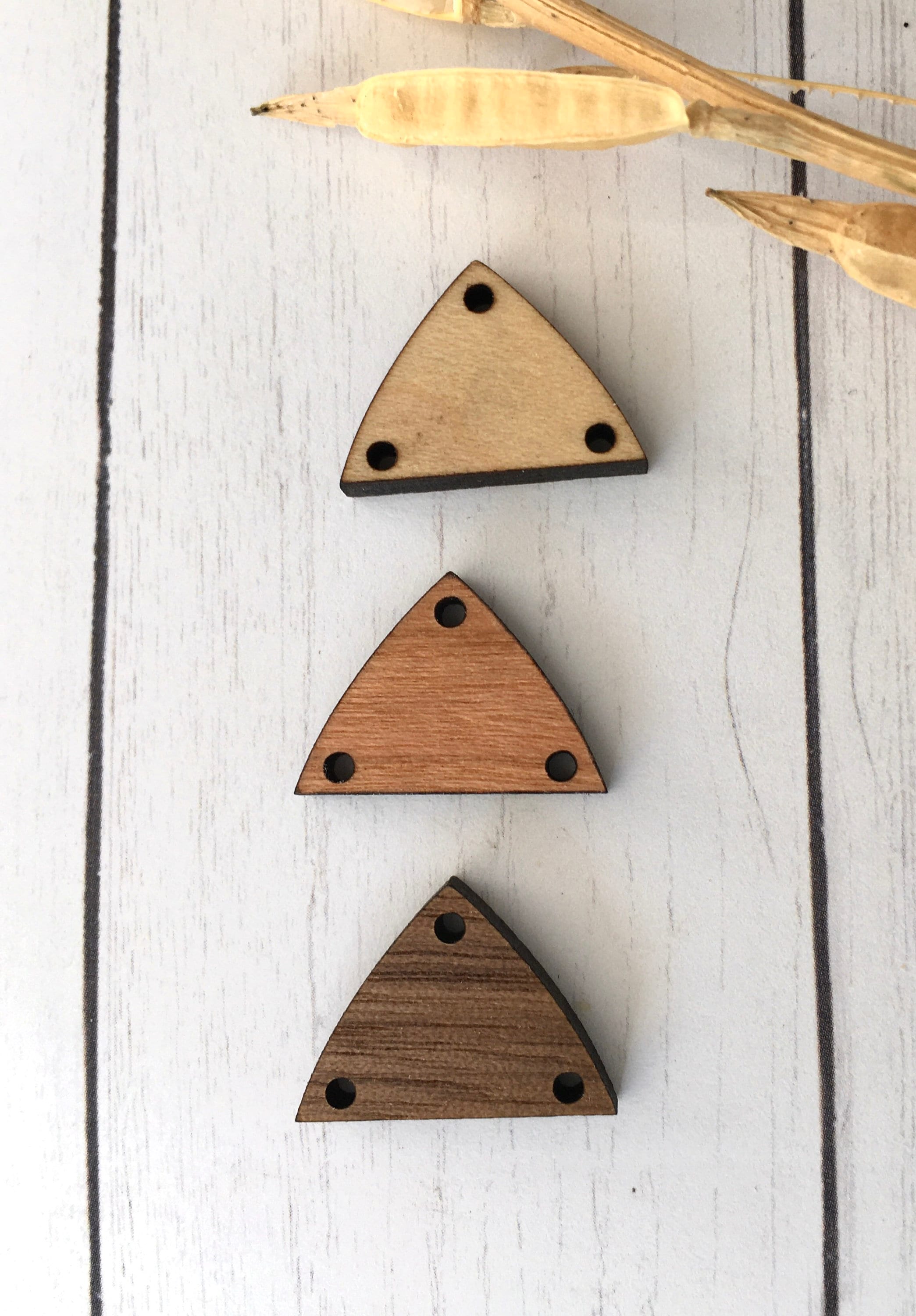 Small - Partial teardrop / triangle with three holes - Finished maple…
