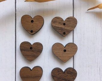Finished wood - Heart stud / connector findings - Jewelry supplies / blanks