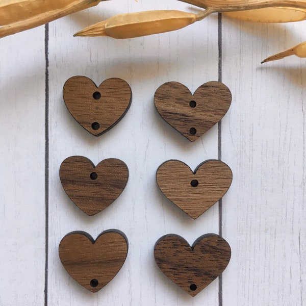 Finished wood - Heart stud / connector findings - Jewelry supplies / blanks