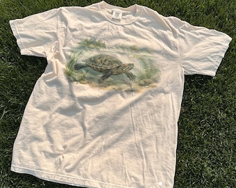 Retro Turtle Graphic Tee, Freshwater Nature Style, Comfort Colors® Animal Shirt, Calm Nature Gift