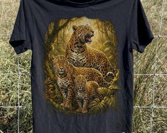 Vintage Fierce Leopard Graphic Tee, Golden Jungle Wildlife Shirt, Exotic Predator Nature Style Top, Comfort Colors® Animal Gift Tee