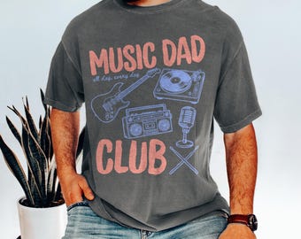 Camiseta gráfica Retro Music Dad Club, camiseta estilo banda vintage para padre guitarrista y baterista de rock, camiseta de regalo Comfort Colors® para el Día del Padre