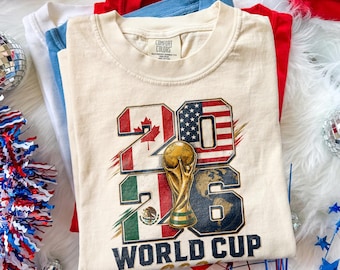 World Cup 2026 Soccer Graphic Tee, International Football Fan Graphic Tee, Americana Stadium Style Top, Comfort Colors® Soccer Gift