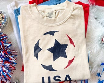 USA Soccer World Cup 2026 Tee, Minimalist Football Fan Shirt, Patriotic USA Soccer Graphic, Comfort Colors® Sportswear