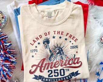 USA 250th Anniversary Independence Day Shirt, America Built On Liberty Tee, Patriotic 250 Years Freedom Top, Comfort Colors® Gift Tee