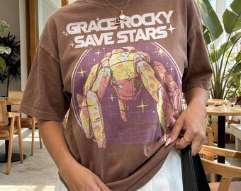 Grace Rocky Save Stars Graphic Tee, Project Hail Mary Sci-Fi Shirt, Space Mission Friendship Design, Comfort Colors® Fan Gift