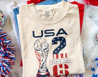 USA Soccer Graphic Tee World Cup 2026 Shirt, American Football Club Graphic Tee, Patriotic Sportswear Top, Comfort Colors® Soccer Gift Shirt