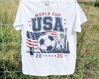 World Cup USA 2026 Graphic Tee, Patriotic Soccer Fan Shirt, American Football Sportswear Top, Comfort Colors® USA Gift Tee