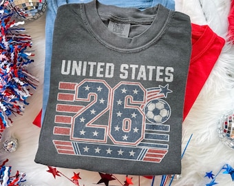 USA World Cup 2026 Graphic Tee Soccer Fan Shirt, American Soccer Stars Graphic Tee, Patriotic Sportswear Top, Comfort Colors® USA Gift Shirt