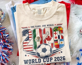World Cup 2026 Graphic Tee International Soccer Shirt, USA Mexico Canada Football Fan Tee, Americana Stadium Style Top, Comfort Colors® Gift