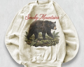 Retro Smoky Mountains Bear Sweatshirt, Vintage 90s Appalachian Wildlife Crewneck, Rustic Forest Animal Graphic, Cabin Gift