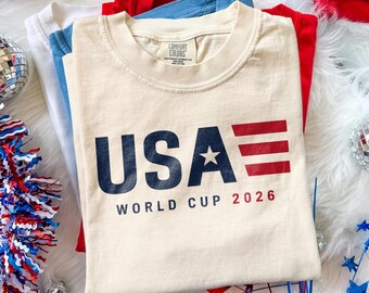 USA World Cup 2026 Graphic Tee, Modern Soccer Fan Shirt, American Football Sportswear Top, Comfort Colors® USA Gift Tee