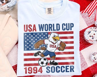 USA Soccer World Cup Graphic Tee, American Eagle Soccer Player Graphic Tee, Americana Sportswear Top, Comfort Colors® USA Gift Shirt