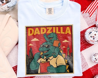 Dadzilla Fathers Day Graphic Tee, Funny Monster Dad Snack Lover Shirt, Retro Kaiju Humor Top, Comfort Colors® Gift for Dad
