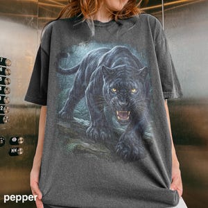 Y2K Black Panther Graphic Tee, Stealth Jungle Predator Shirt, Dark Safari Aesthetic Top, Comfort Colors® Panther Gift Tee