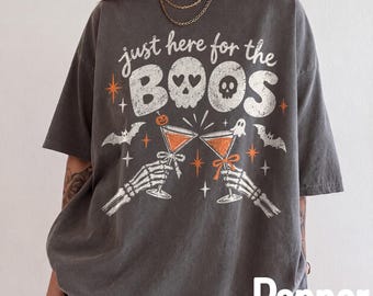 Skeleton Booze Comfort Colors® Shirt, Halloween Cocktail Graphic Tee, Spooky Skeleton Sweatshirt, Halloween Party Gift