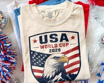 USA World Cup 2026 Eagle Graphic Shirt, Patriotic Soccer Fan Tee, American Flag Football Sportswear, Comfort Colors® USA Gift