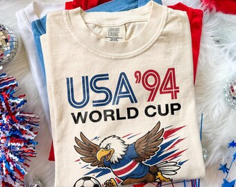 Vintage USA 94 World Cup Eagle Tee, Retro Soccer Fan Shirt, Patriotic Football Graphic Top, Comfort Colors® USA Sports Gift
