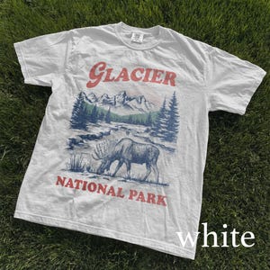 Vintage Glacier National Park Shirt, Moose Wilderness Graphic Tee, Retro Nature Art, Comfort Colors Animal Shirt