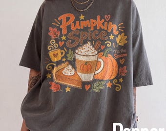 Pumpkin Spice Comfort Colors® T-Shirt, Cozy Fall Graphic Tee, Pumpkin Latte Halloween Sweatshirt, Autumn Gift