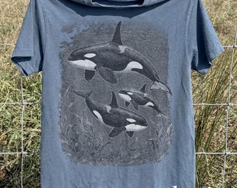Vintage Orca Whale Graphic T-Shirt, Ocean Wildlife Animal Tee, Comfort Colors® Marine Shirt, Old School Sea Life Gift