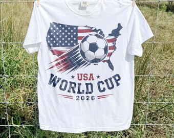 USA World Cup 2026 Map Soccer Tee, Patriotic American Football Shirt, Soccer Ball Graphic Top, Comfort Colors® USA Gift
