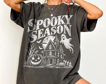 Comfort Colors® Spooky Season Shirt, Haunted House Halloween Sweatshirt, Ghost Pumpkin Graphic Tee, Halloween Gift