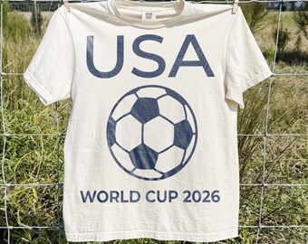 USA Soccer World Cup 2026 Tee, Minimal Soccer Ball Graphic Shirt, Patriotic USA Sportswear, Comfort Colors® Gift Tee