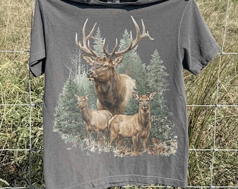 Classic Elk Wildlife Graphic Tee, Forest Nature Art, Comfort Colors® Animal Shirt, Outdoor Rustic Gift