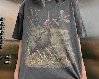 Vintage Wild Turkey Hunting Shirt, Gobbler Wildlife Graphic Tee, Outdoor Hunter Nature Shirt, Comfort Colors® Turkey Gift Tee