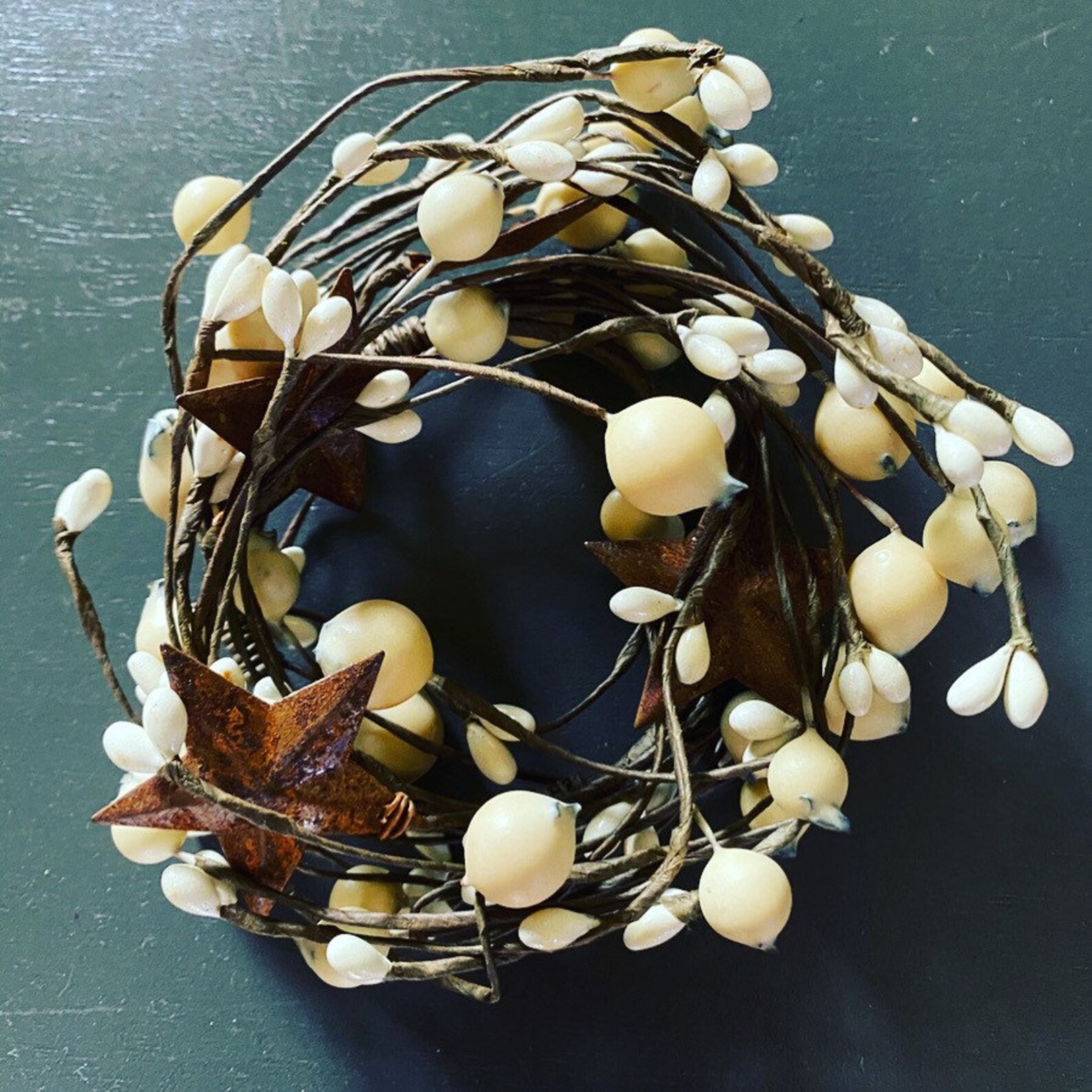 2.5in Cream & Rustic Star Candle Ring. Etsy