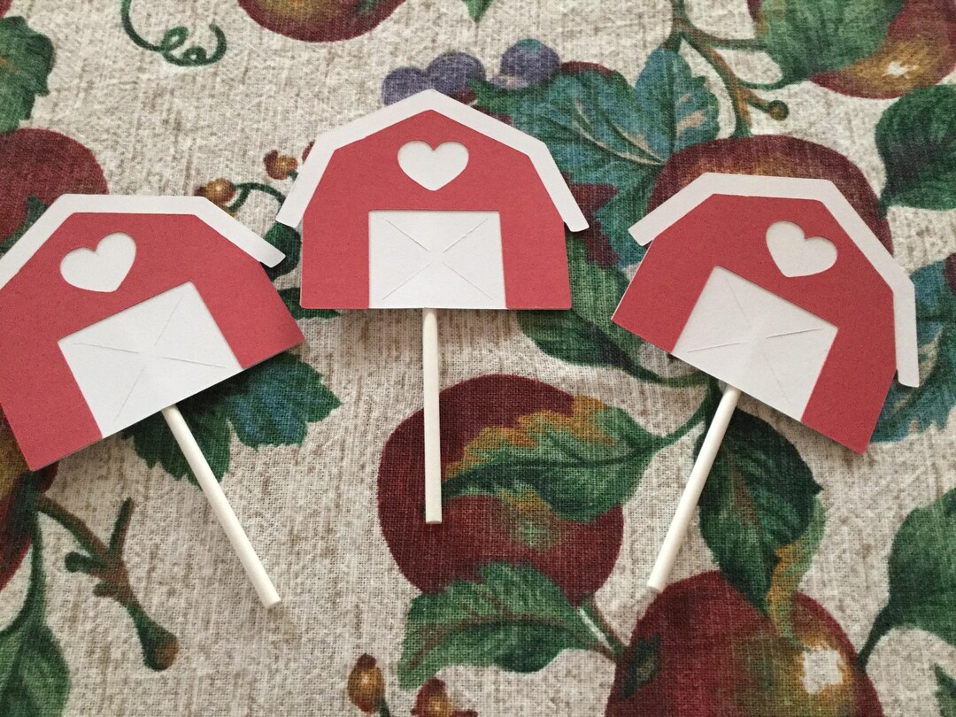 Cute Barns Cupcake Toppers Set of 12 Etsy