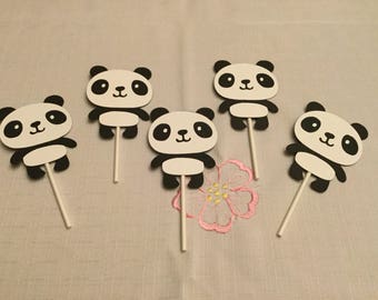 Cute Panda Cupcake Toppers Set of 12