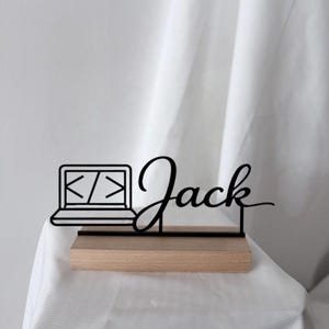 Personalized Programmer Desk Decor, Custom Name Coding Silhouette, Unique Developer Gift, Software Engineer Desk Ornament