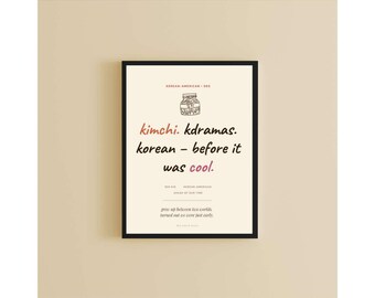 Impression coréenne américaine des années 90 | Art mural nostalgie de Kimchi, Kdramas (téléchargement numérique)