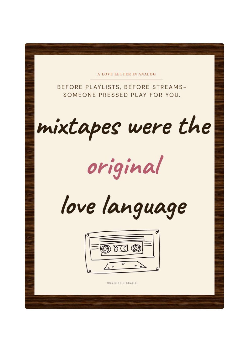 Mixtape Love Language Impression | Art mural cassette nostalgie des années 90 (téléchargement numérique) image 2