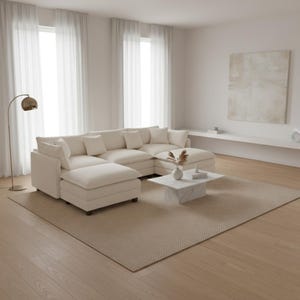 Cloud Couch Sectional, Modular Sofa with Ottoman