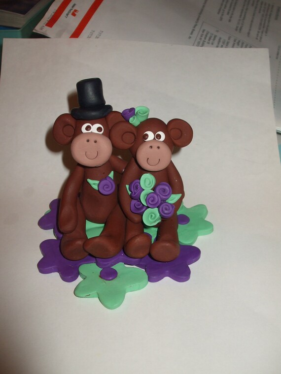 Wedding cake topper monkeys custom designed for you Polymer | Etsy